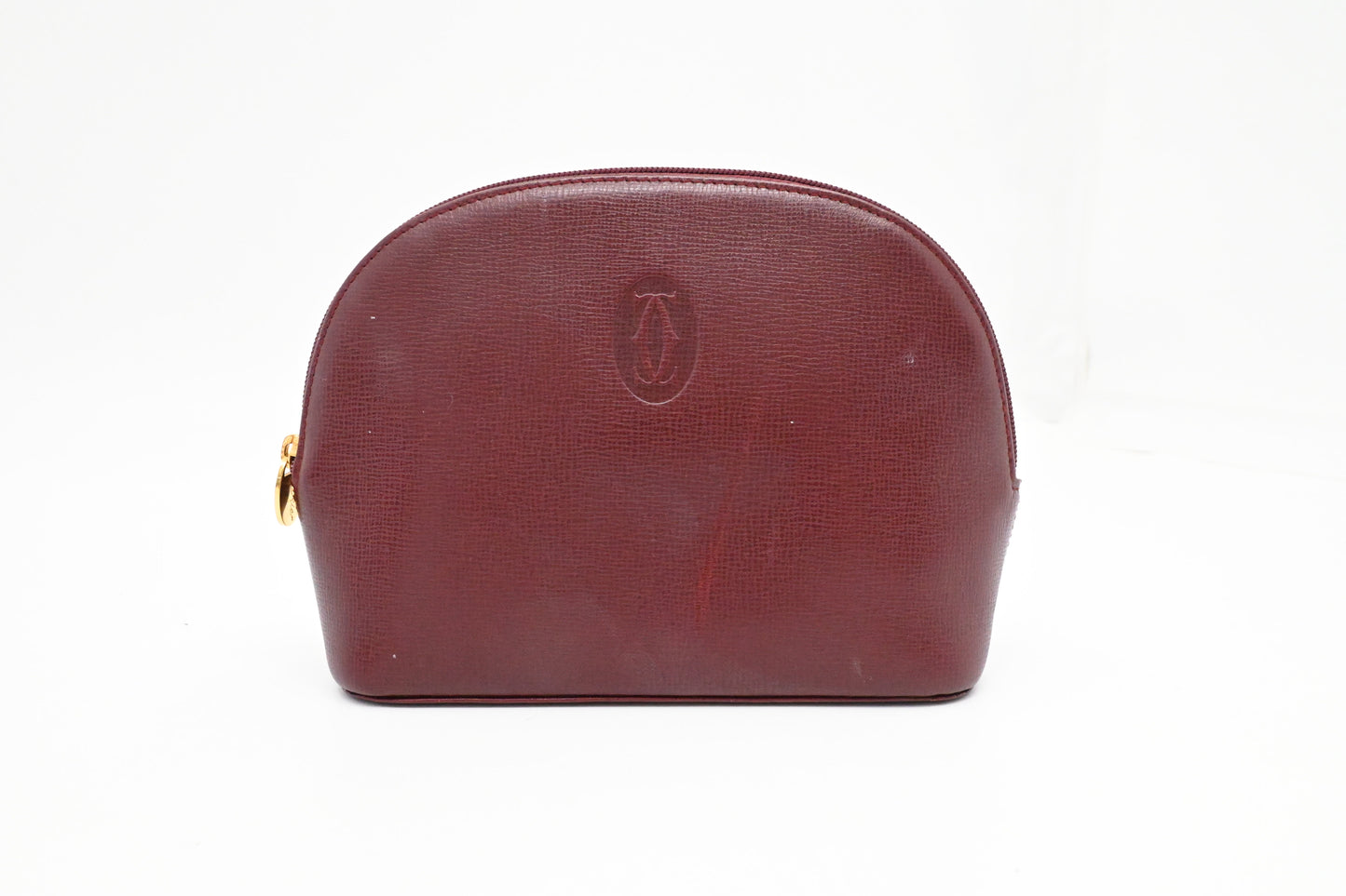 Cartier Cosmetics Pouch in Burgundy Leather