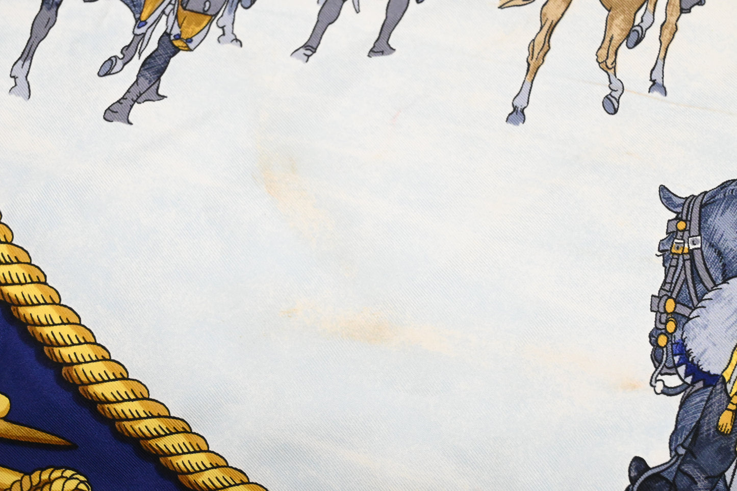 Hermes 'Marine et Cavalerie' Carre 90 in Blue Silk