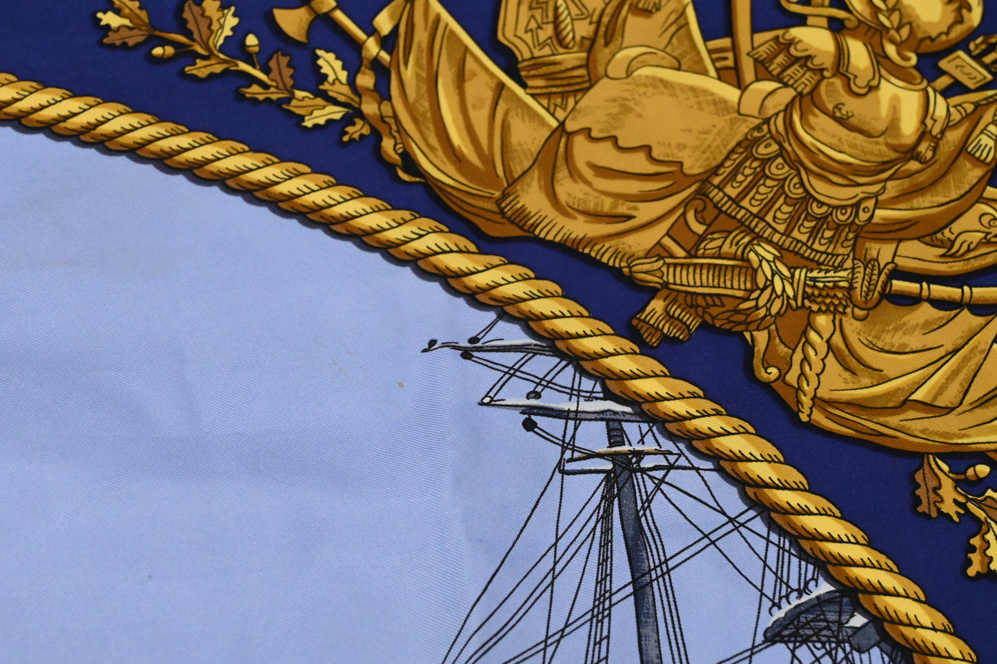 Hermes 'Marine et Cavalerie' Carre 90 in Blue Silk