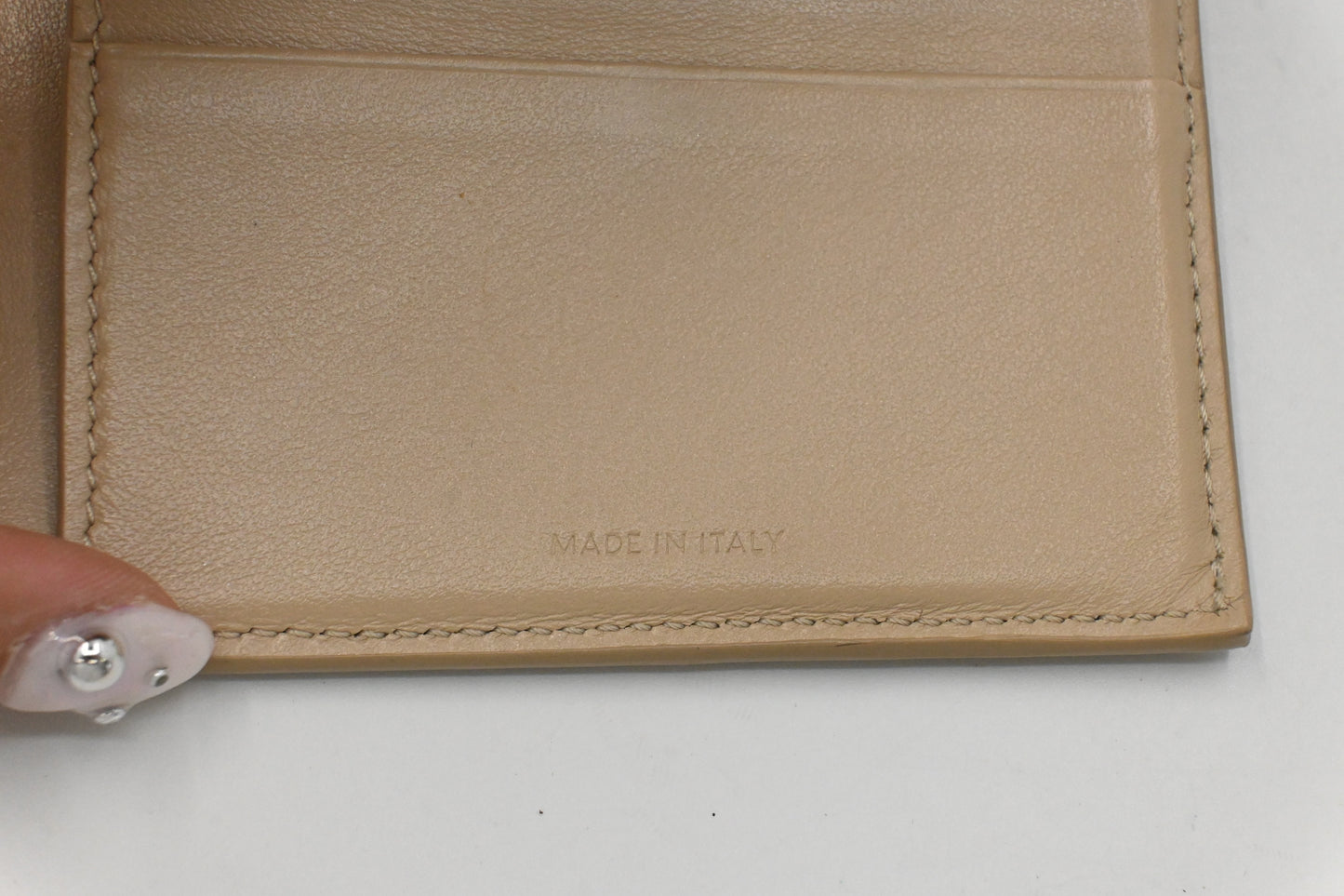 Celine Compact Wallet in Beige Leather