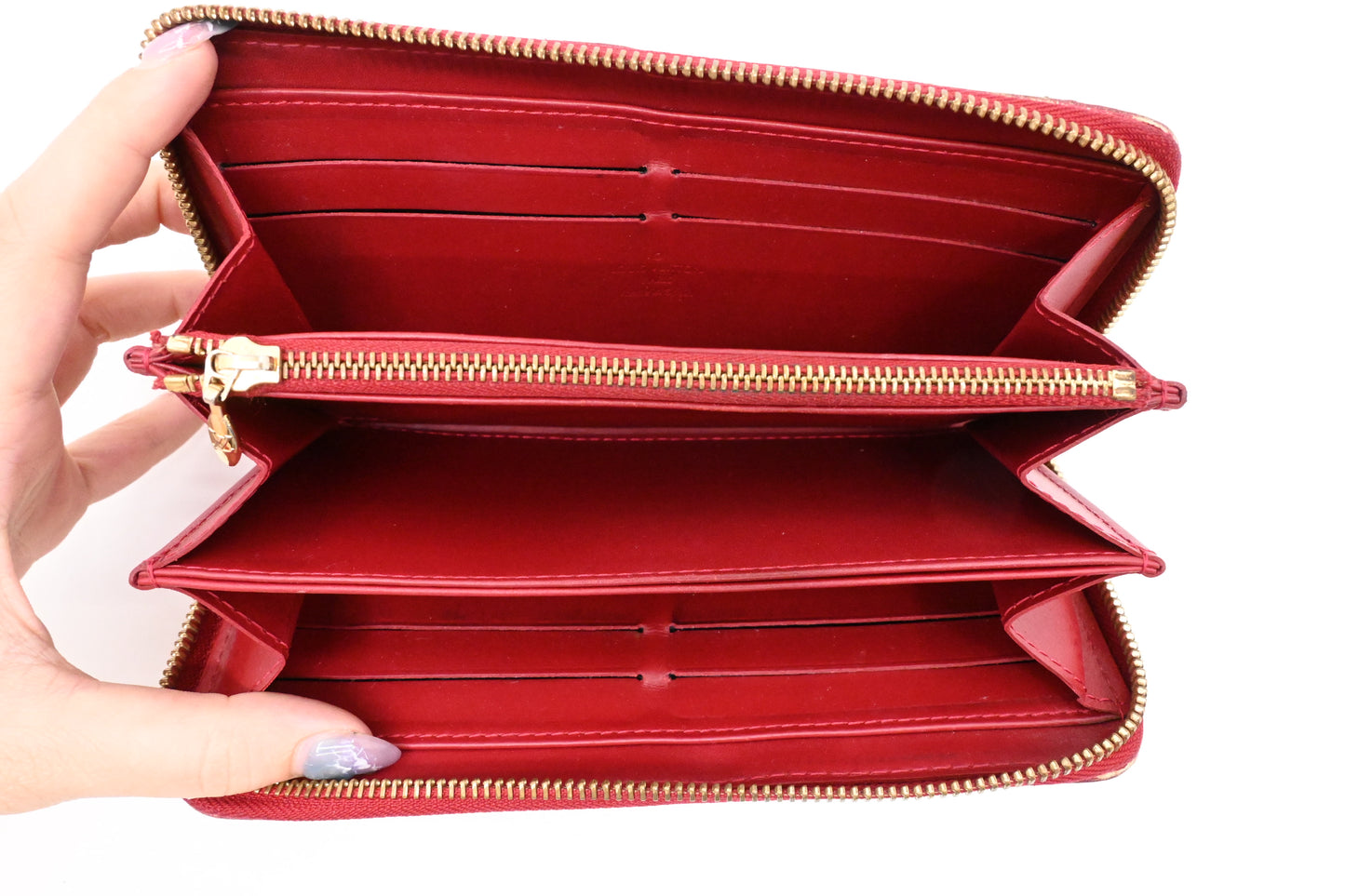 Louis Vuitton Long Zippy Wallet in Red Vernis Leather