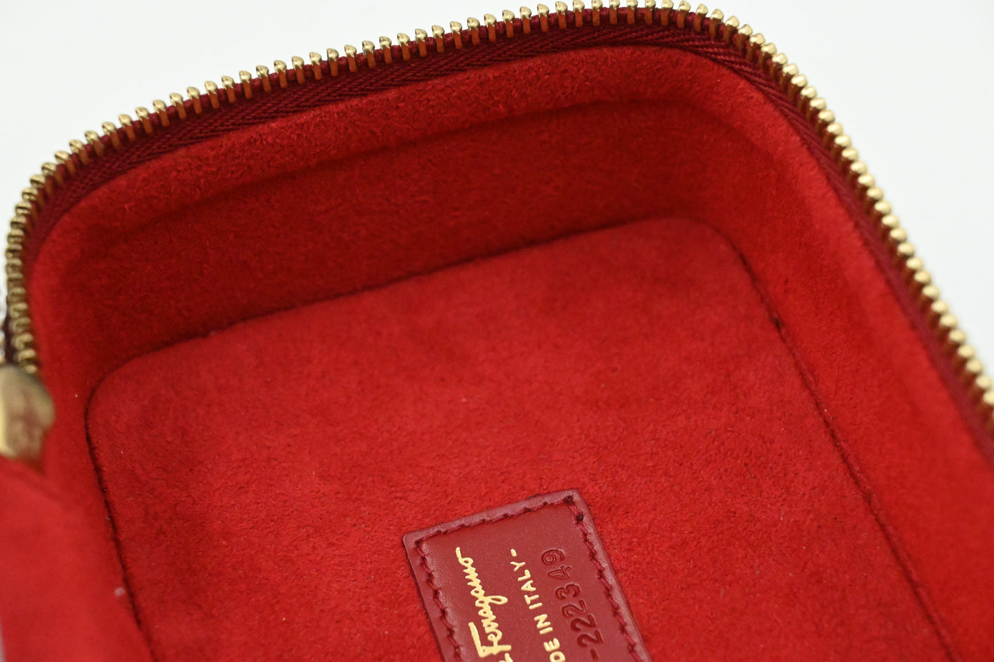 Ferragamo Cosmetic Bag in Red Gancini Leather