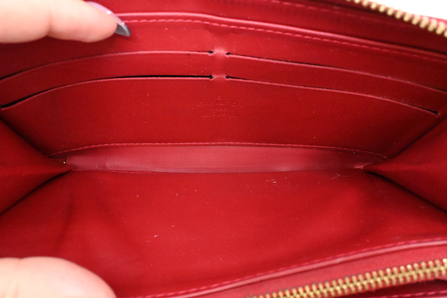 Louis Vuitton Long Zippy Wallet in Red Vernis Leather