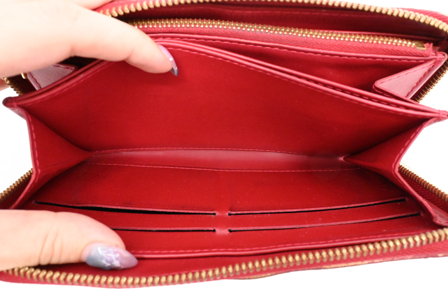 Louis Vuitton Long Zippy Wallet in Red Vernis Leather