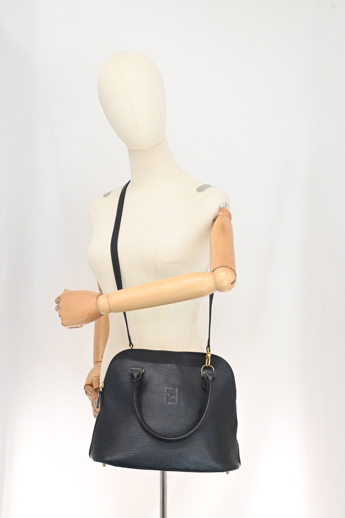 Fendi Two Way Bag in Navy Blue Leather