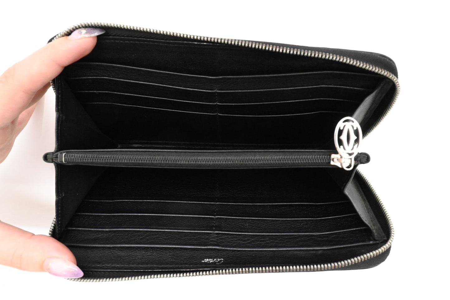 Cartier Zippy Long Wallet in Black Patent Leather