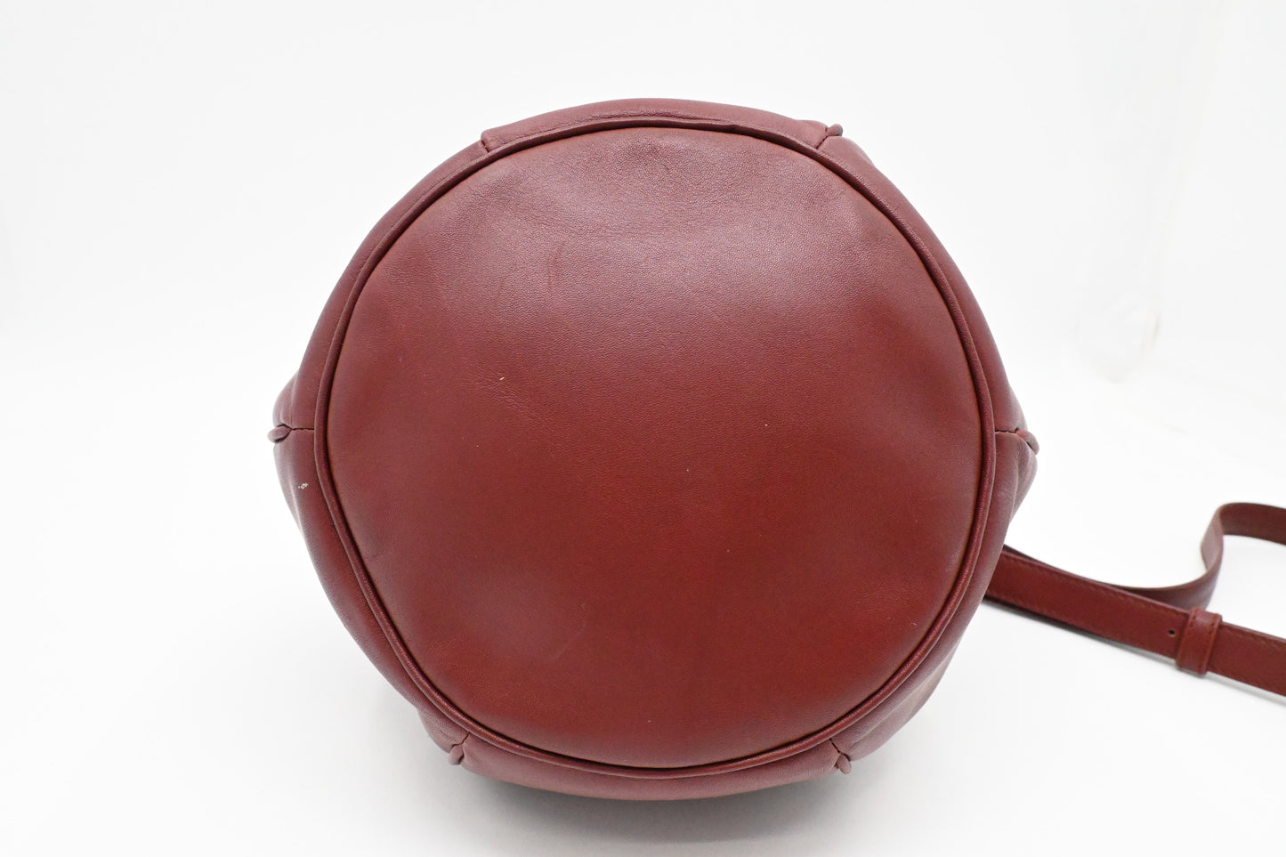 Cartier Crossbody Bucket Bag in Burgundy Leather