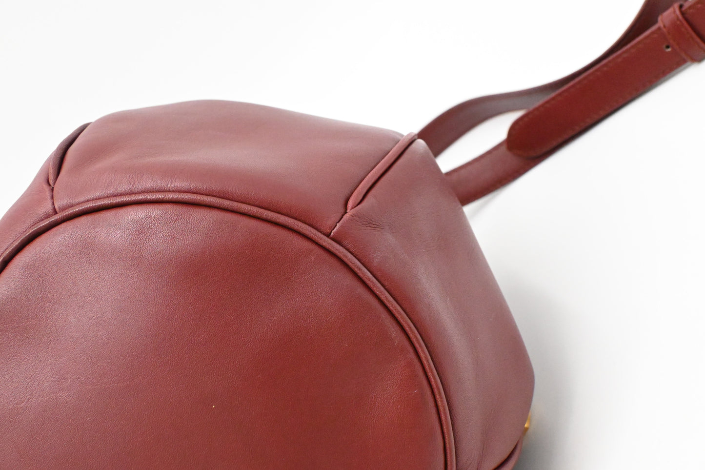 Cartier Crossbody Bucket Bag in Burgundy Leather