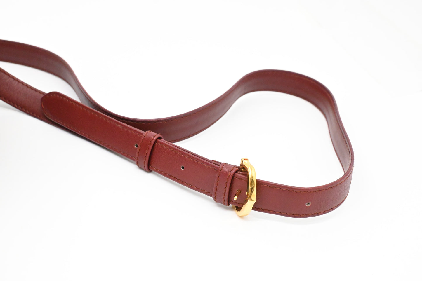 Cartier Crossbody Bucket Bag in Burgundy Leather