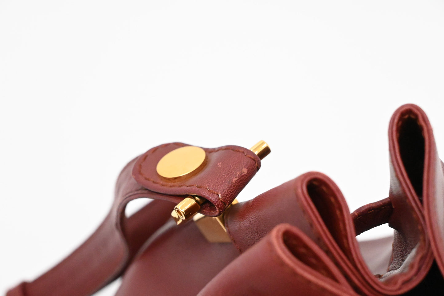 Cartier Crossbody Bucket Bag in Burgundy Leather
