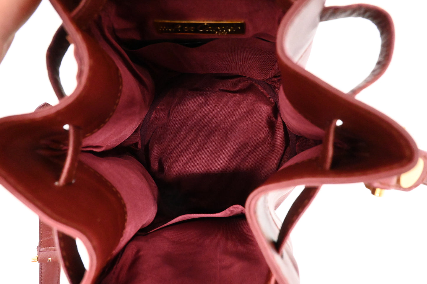 Cartier Crossbody Bucket Bag in Burgundy Leather