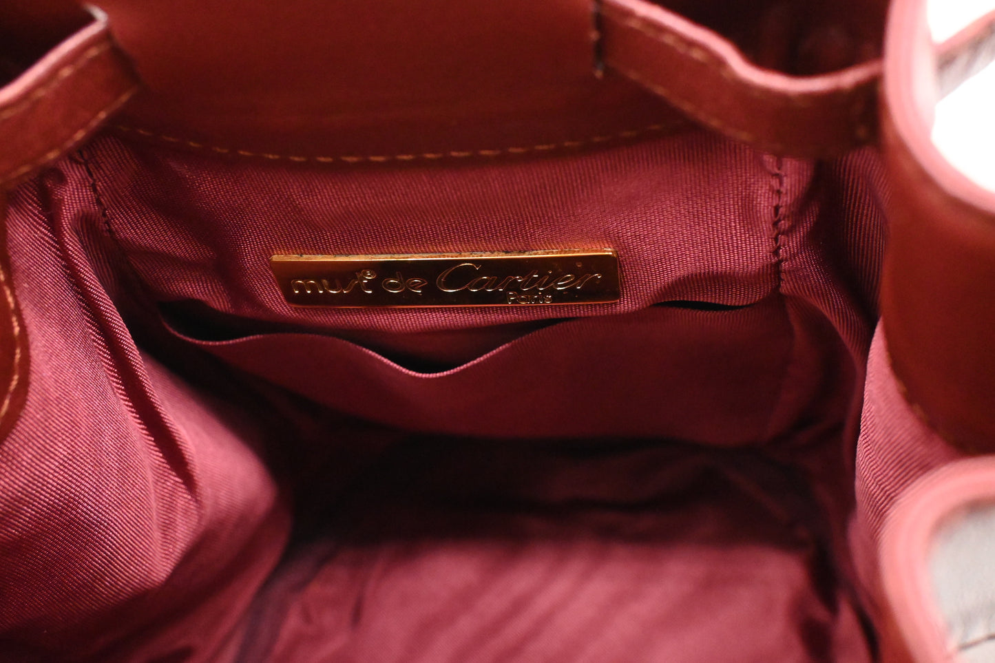 Cartier Crossbody Bucket Bag in Burgundy Leather