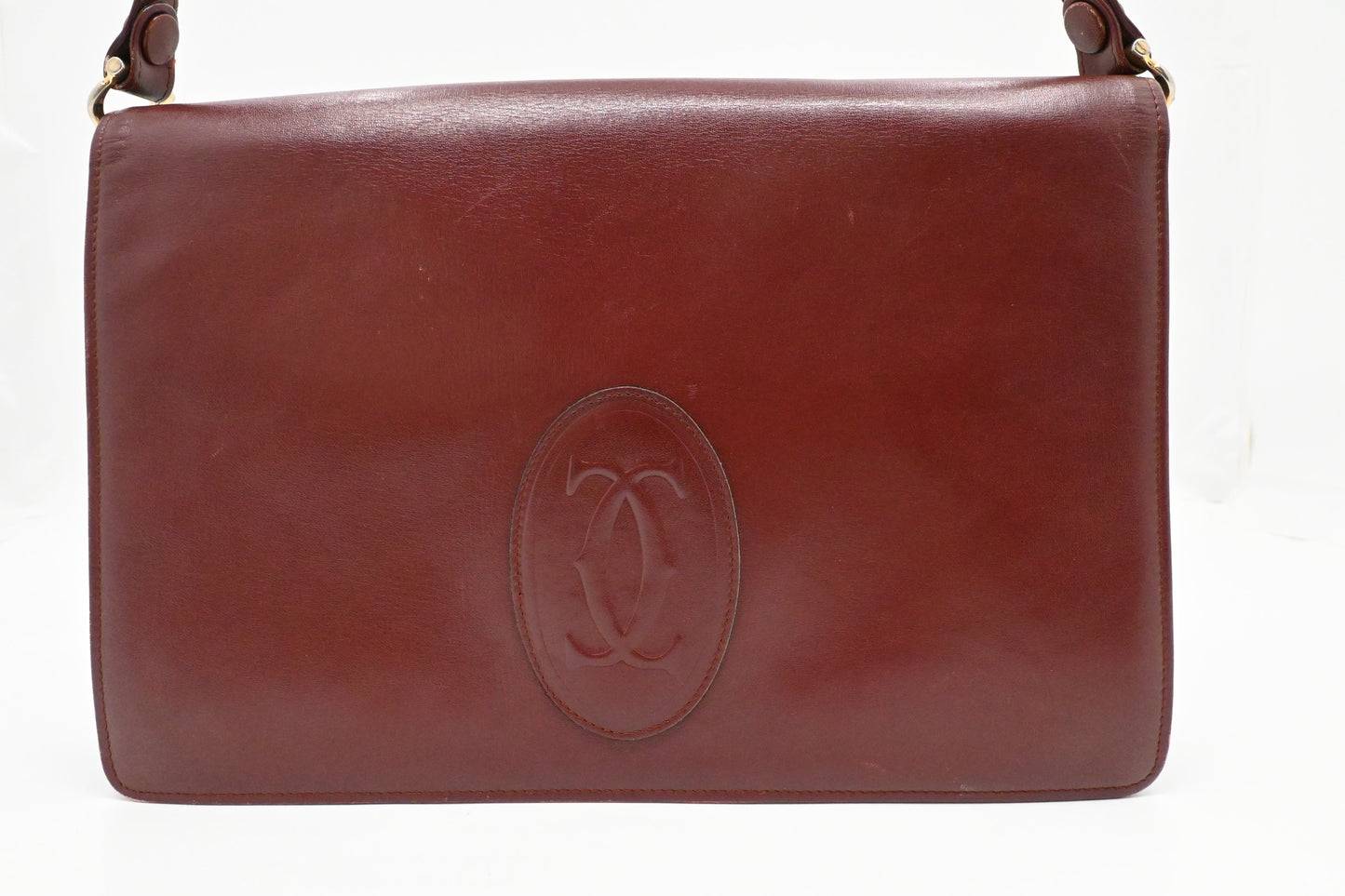 Cartier Messenger Shoulder Bag in Burgundy Leather
