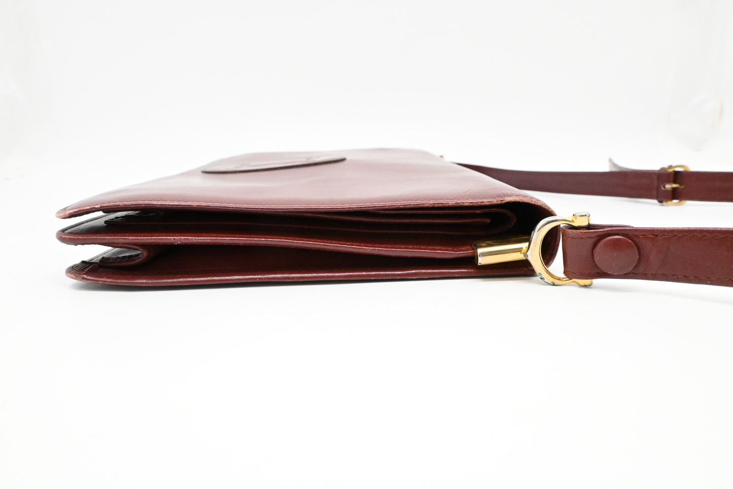 Cartier Messenger Shoulder Bag in Burgundy Leather