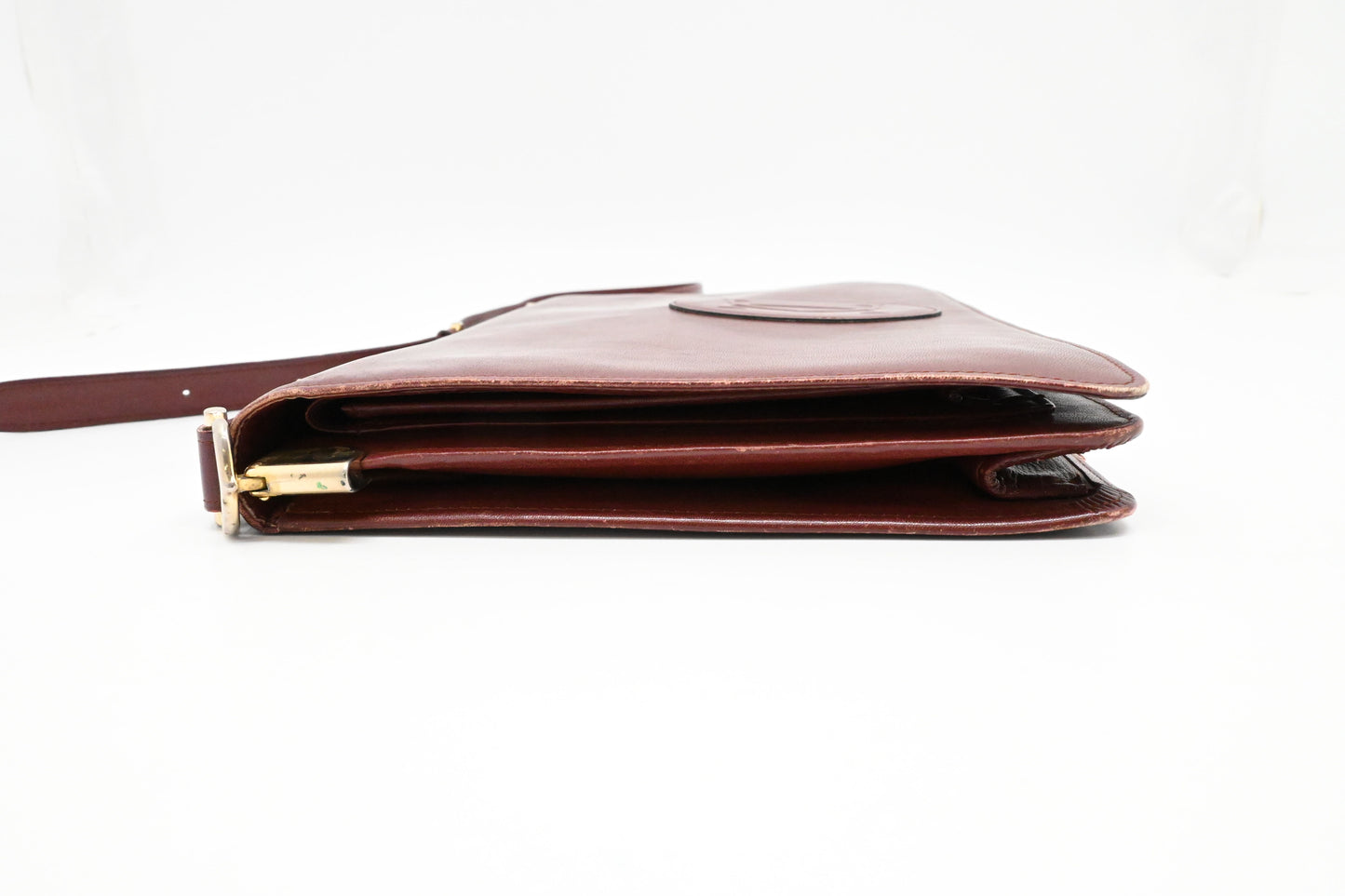 Cartier Messenger Shoulder Bag in Burgundy Leather