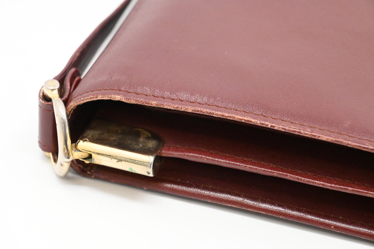 Cartier Messenger Shoulder Bag in Burgundy Leather