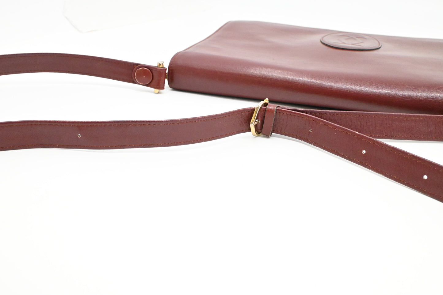 Cartier Messenger Shoulder Bag in Burgundy Leather