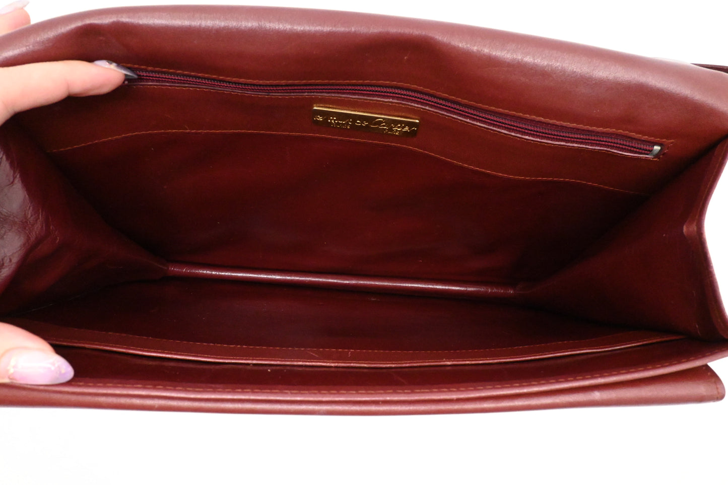 Cartier Messenger Shoulder Bag in Burgundy Leather