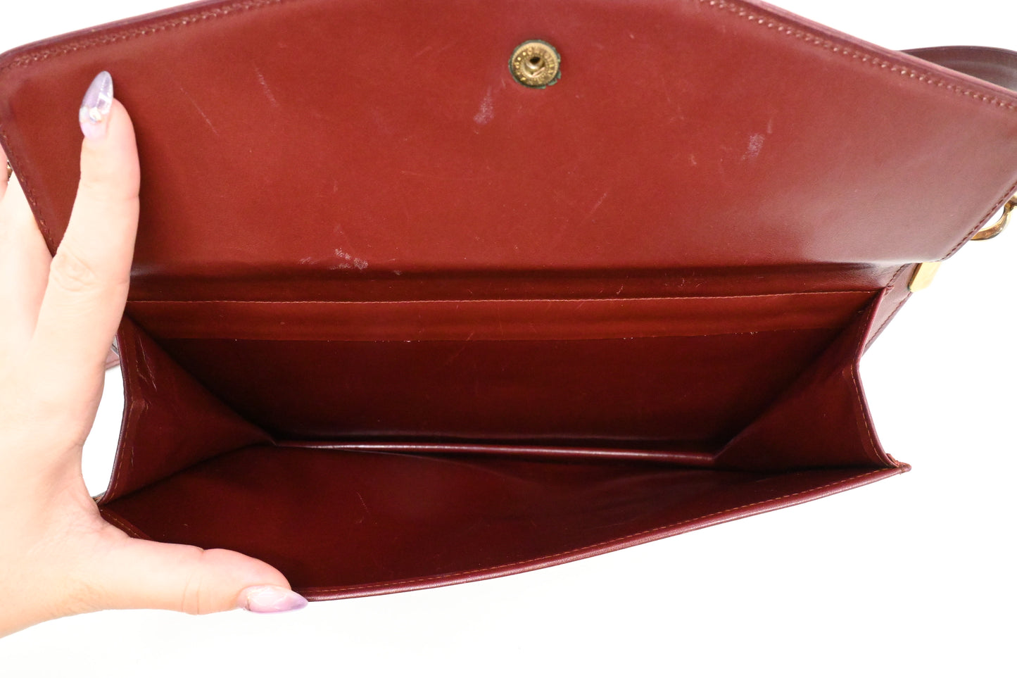 Cartier Messenger Shoulder Bag in Burgundy Leather