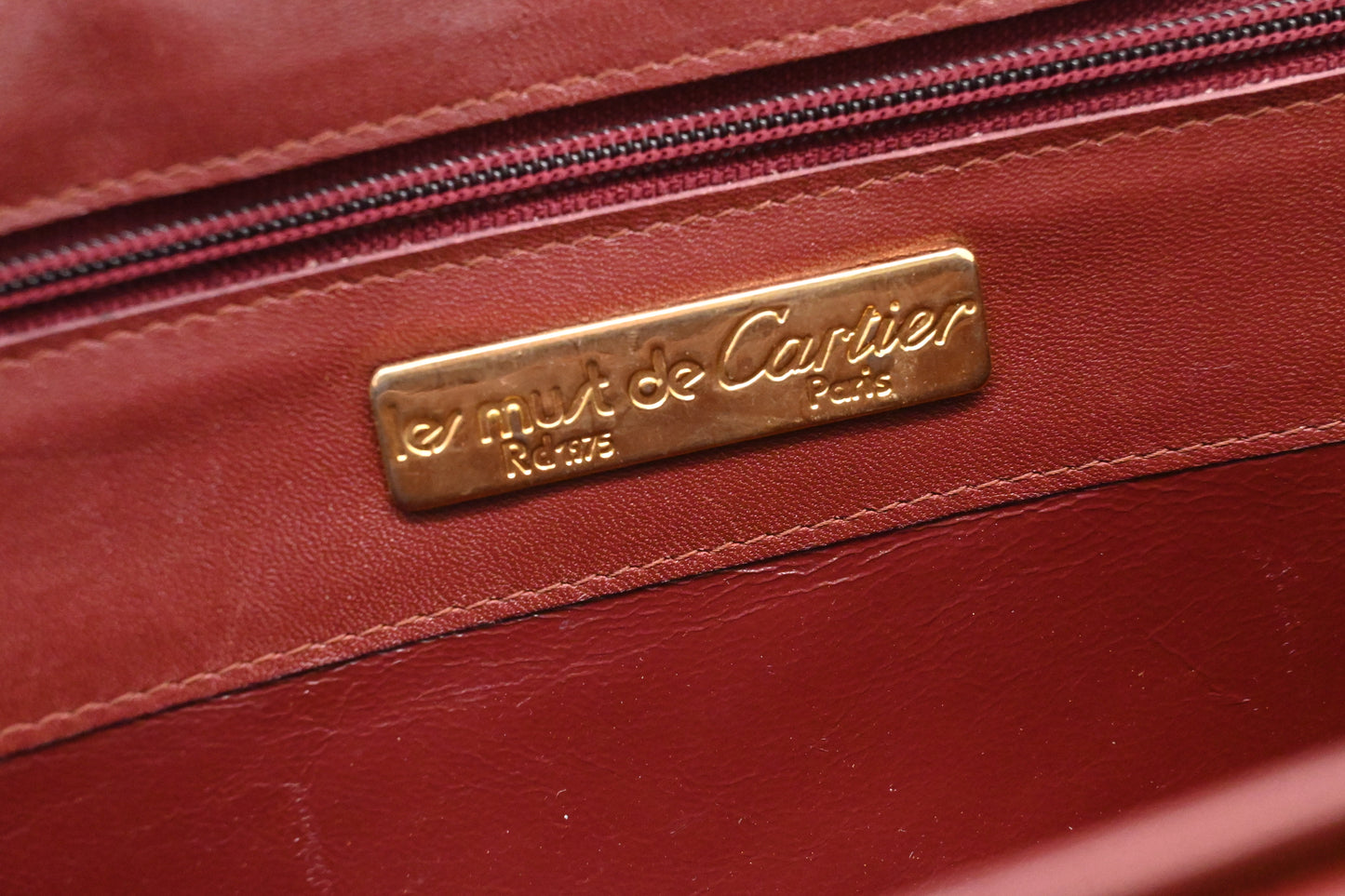 Cartier Messenger Shoulder Bag in Burgundy Leather