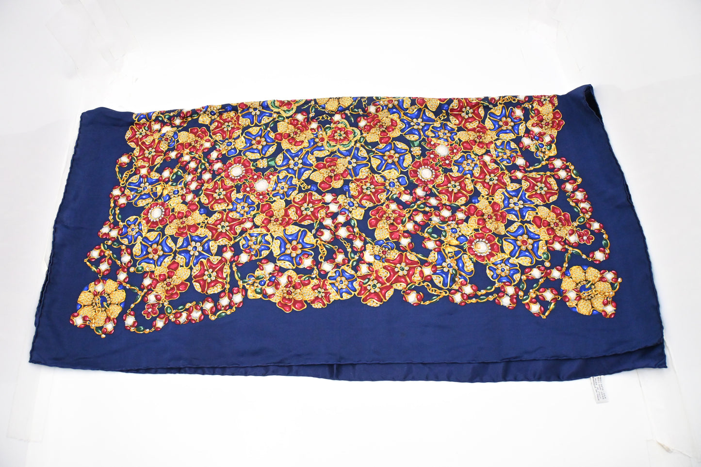 Chanel Jewel Flowers Scarf in Blue Silk