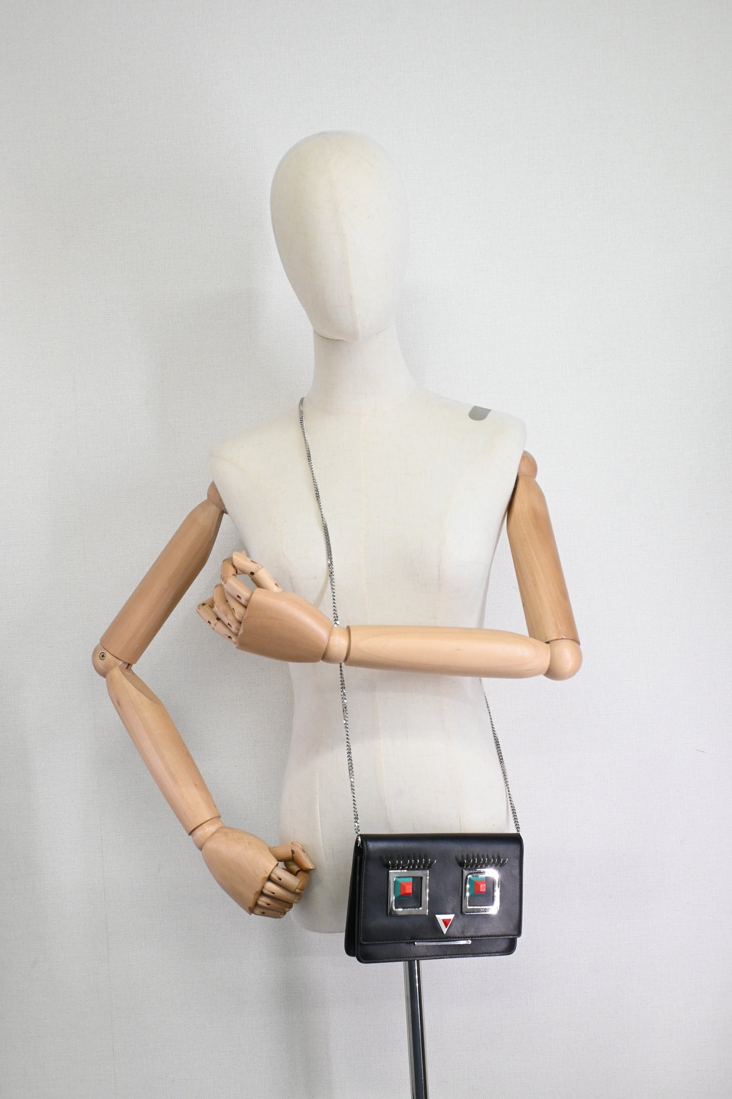 Fendi Hypnoteyes Clutch on Chain in Black Leather