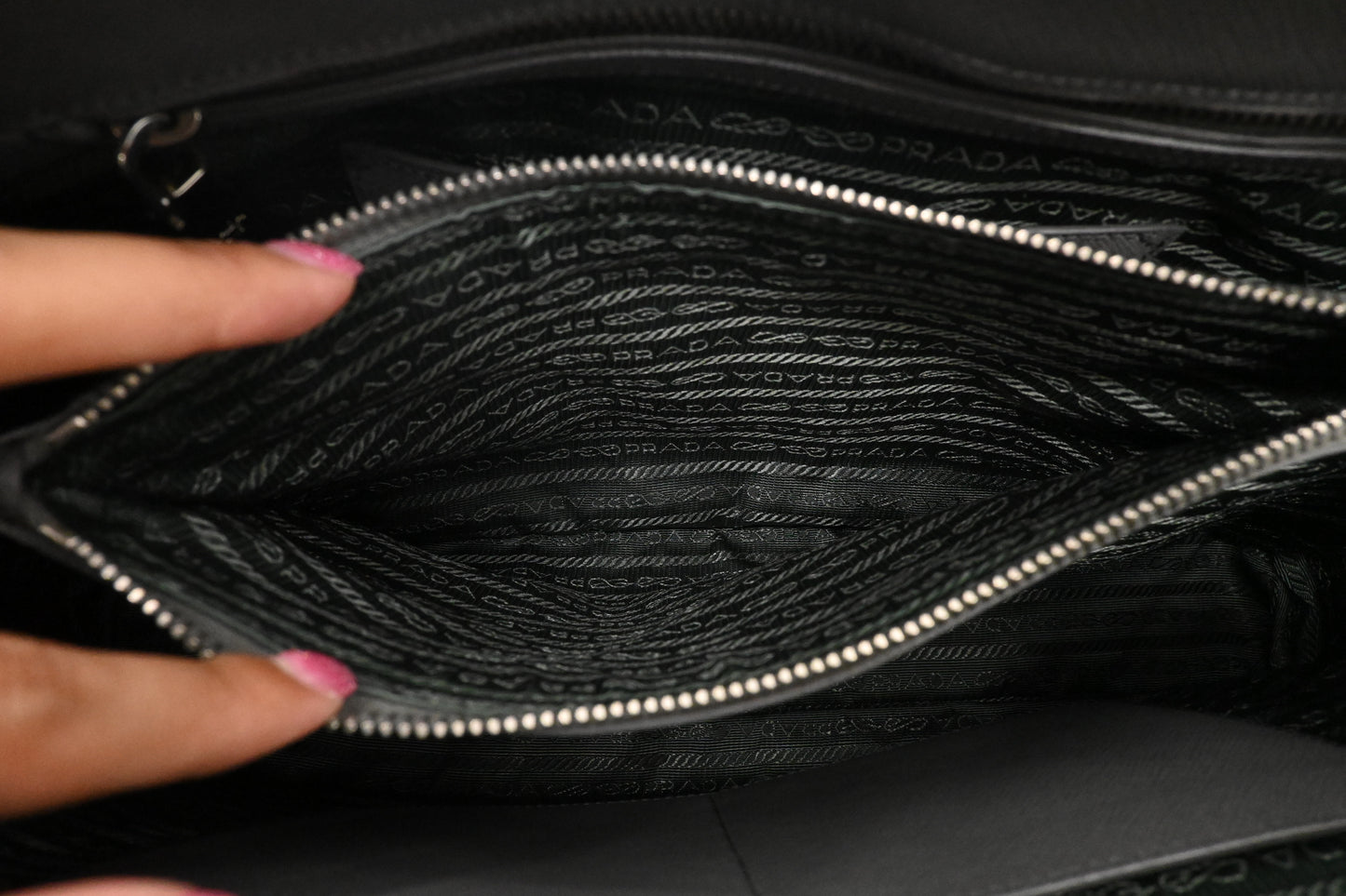 Prada Promenade in Gray Saffiano Leather