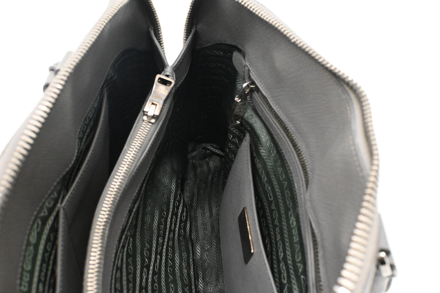 Prada Promenade in Gray Saffiano Leather