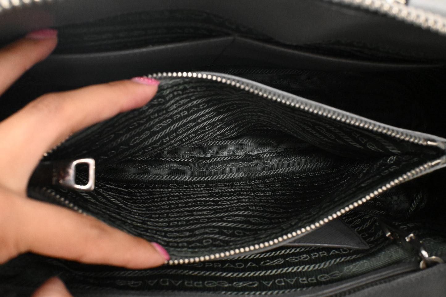 Prada Promenade in Gray Saffiano Leather