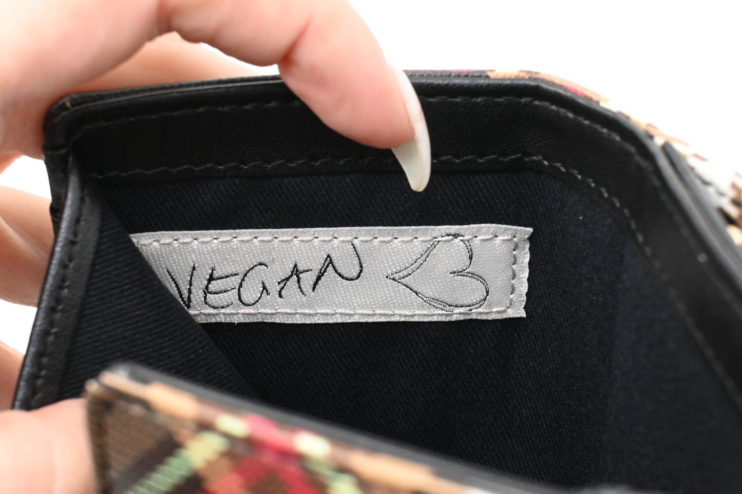 Vivienne Westwood Trifold Compact Wallet in Black Plaid Vegan Leather