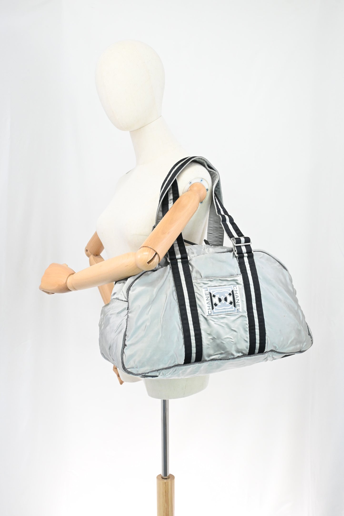 Chanel Sport Line Duffle Bag in Silver Satin