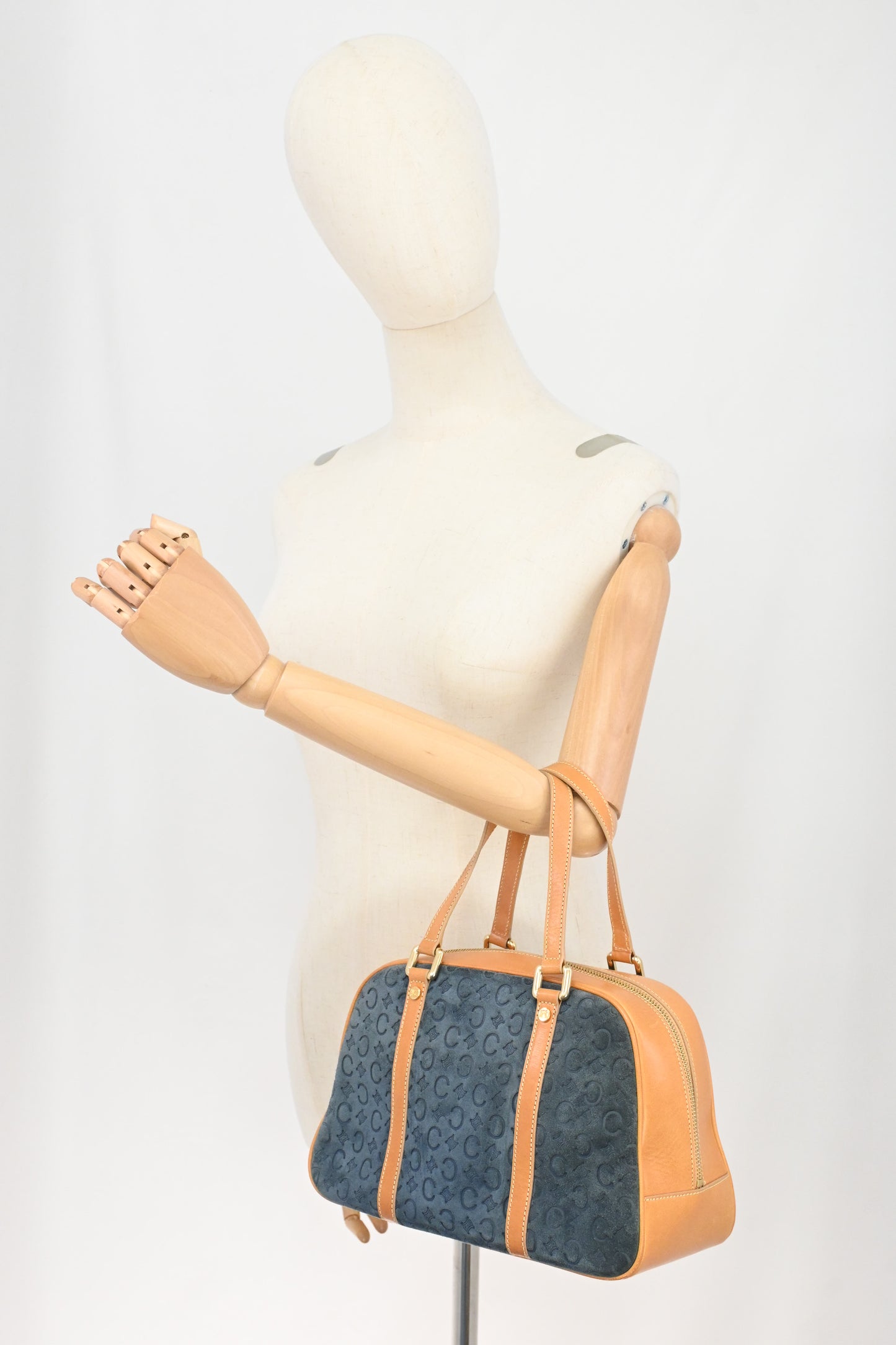 Celine Boston Bag in Blue Suede