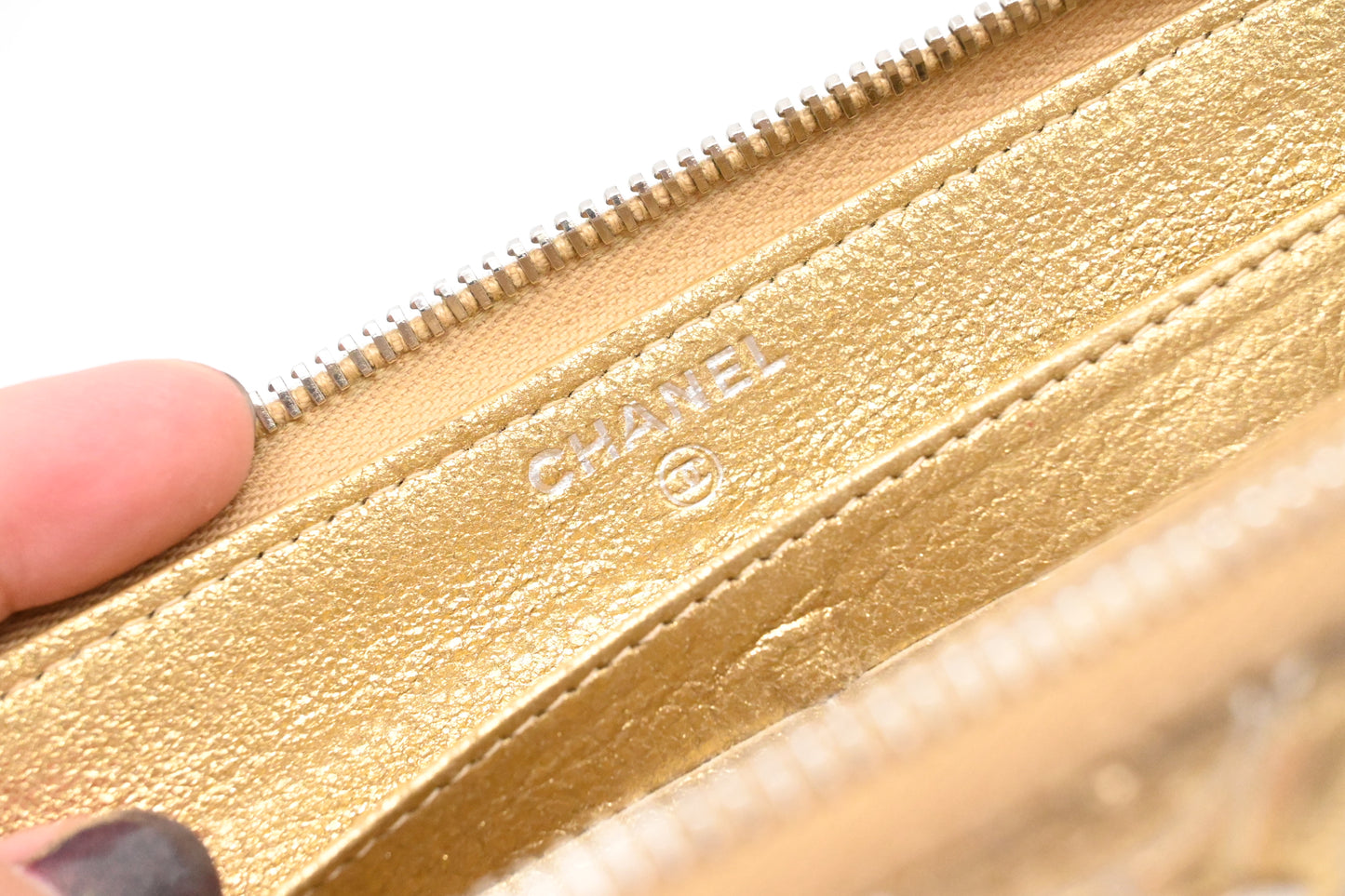 Chanel Camelia Long Wallet in Gold Suede