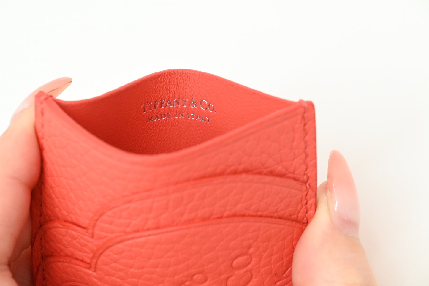 Tiffany & Co. Card Case in Coral Leather