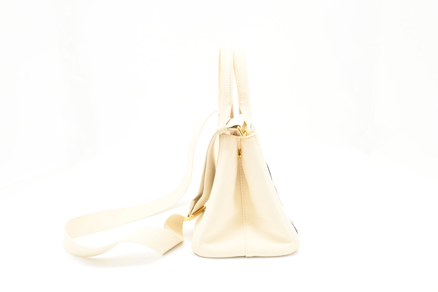 Prada Small Hawaiian Canapa in White Canvas