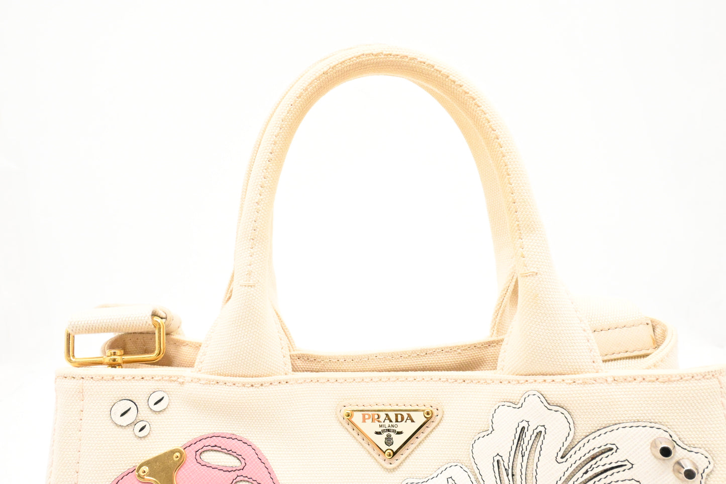 Prada Small Hawaiian Canapa in White Canvas