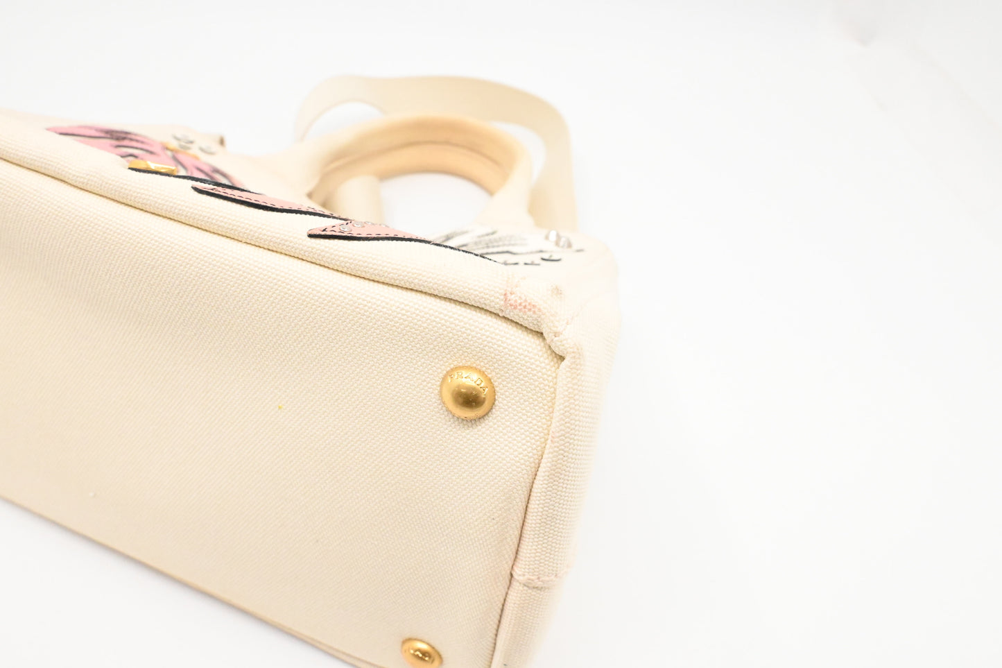 Prada Small Hawaiian Canapa in White Canvas