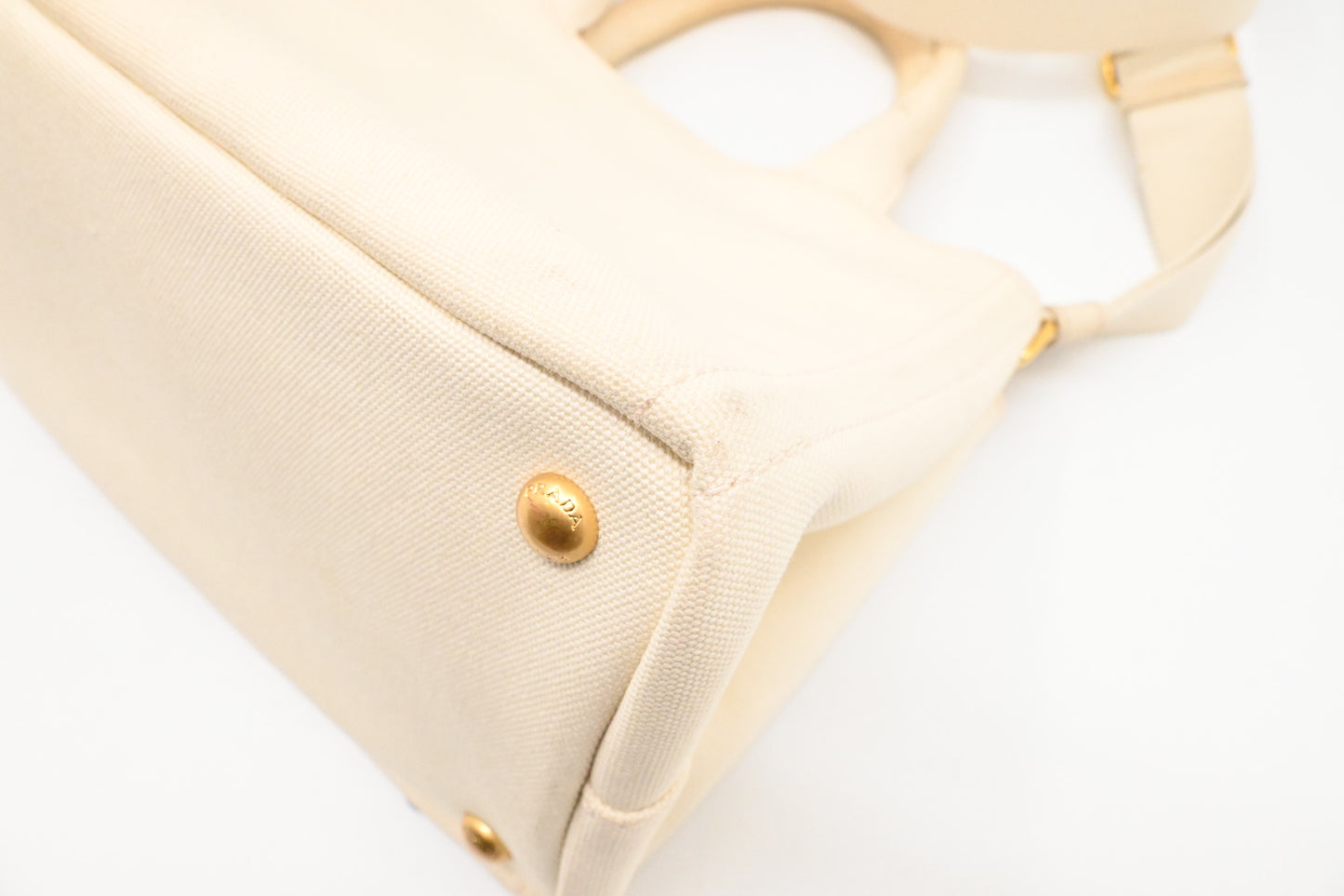 Prada Small Hawaiian Canapa in White Canvas