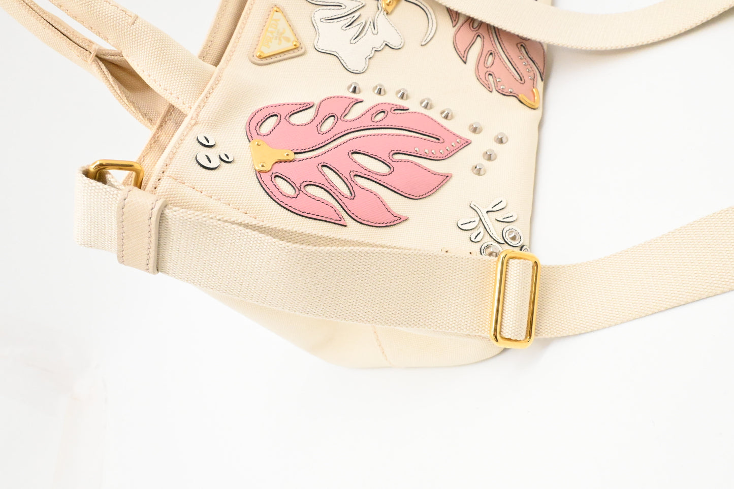 Prada Small Hawaiian Canapa in White Canvas