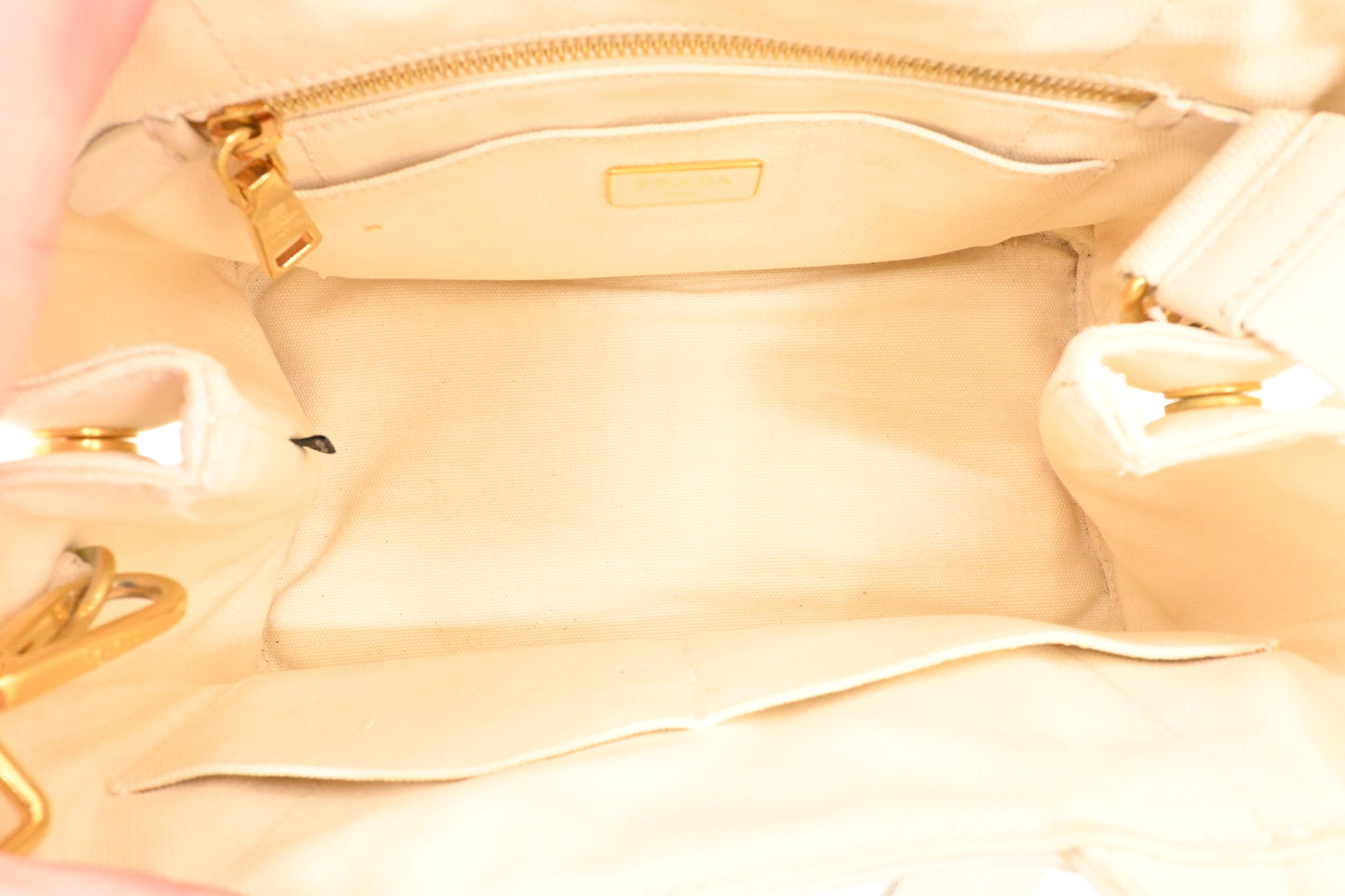 Prada Small Hawaiian Canapa in White Canvas
