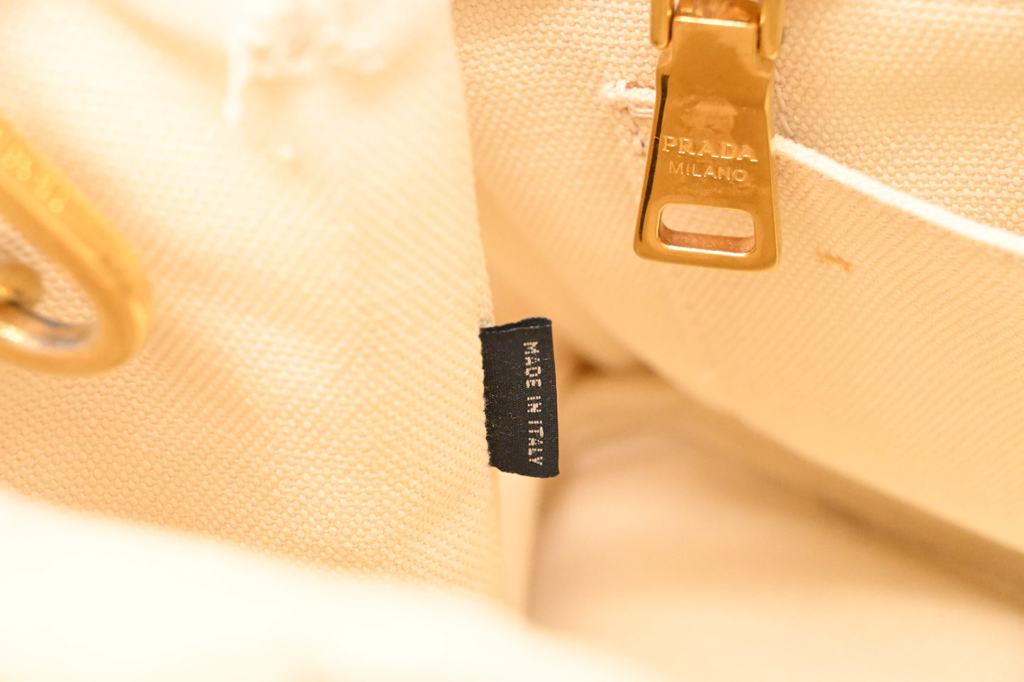 Prada Small Hawaiian Canapa in White Canvas