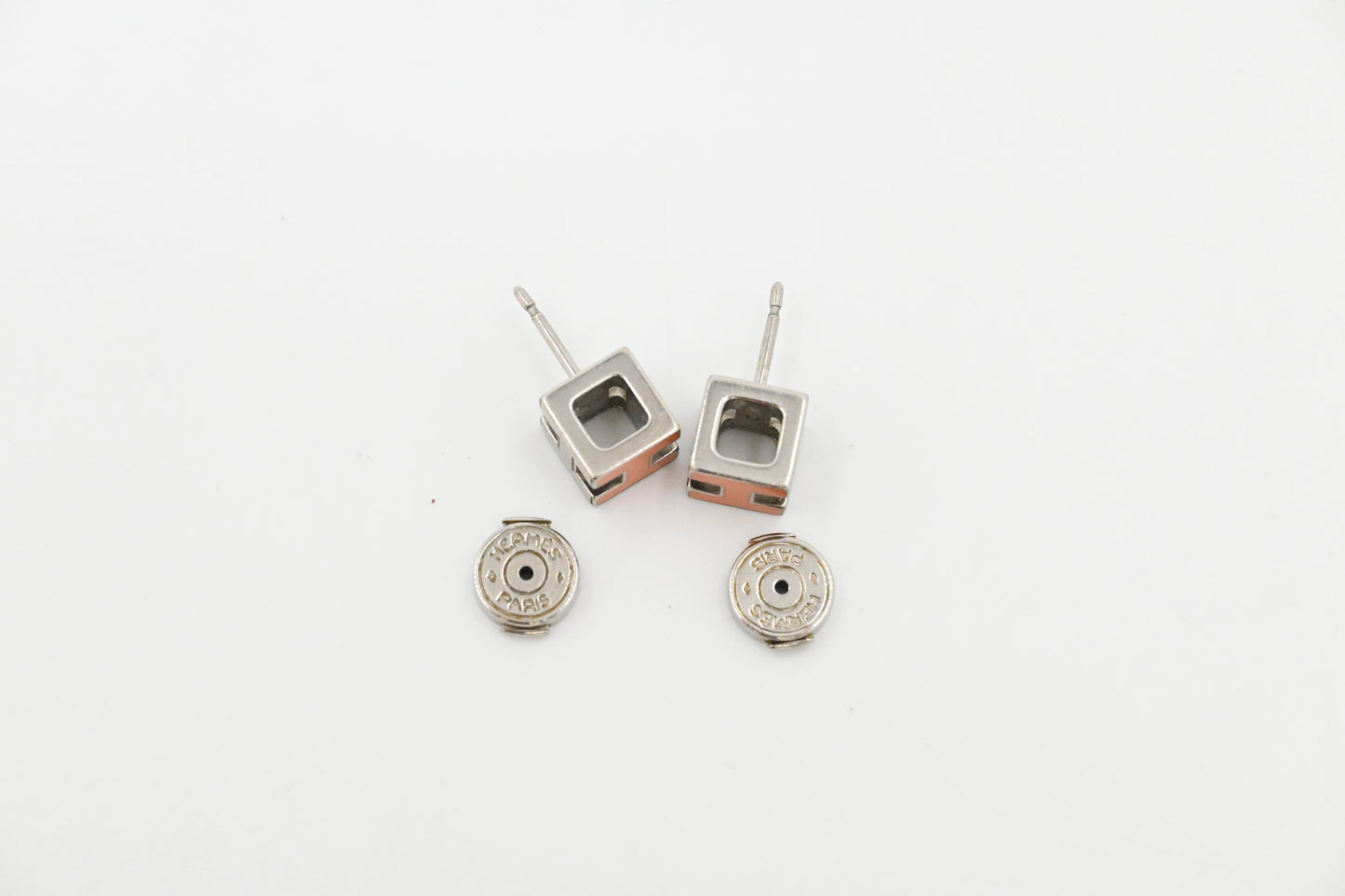 Hermes Small Orange H Cube Earrings