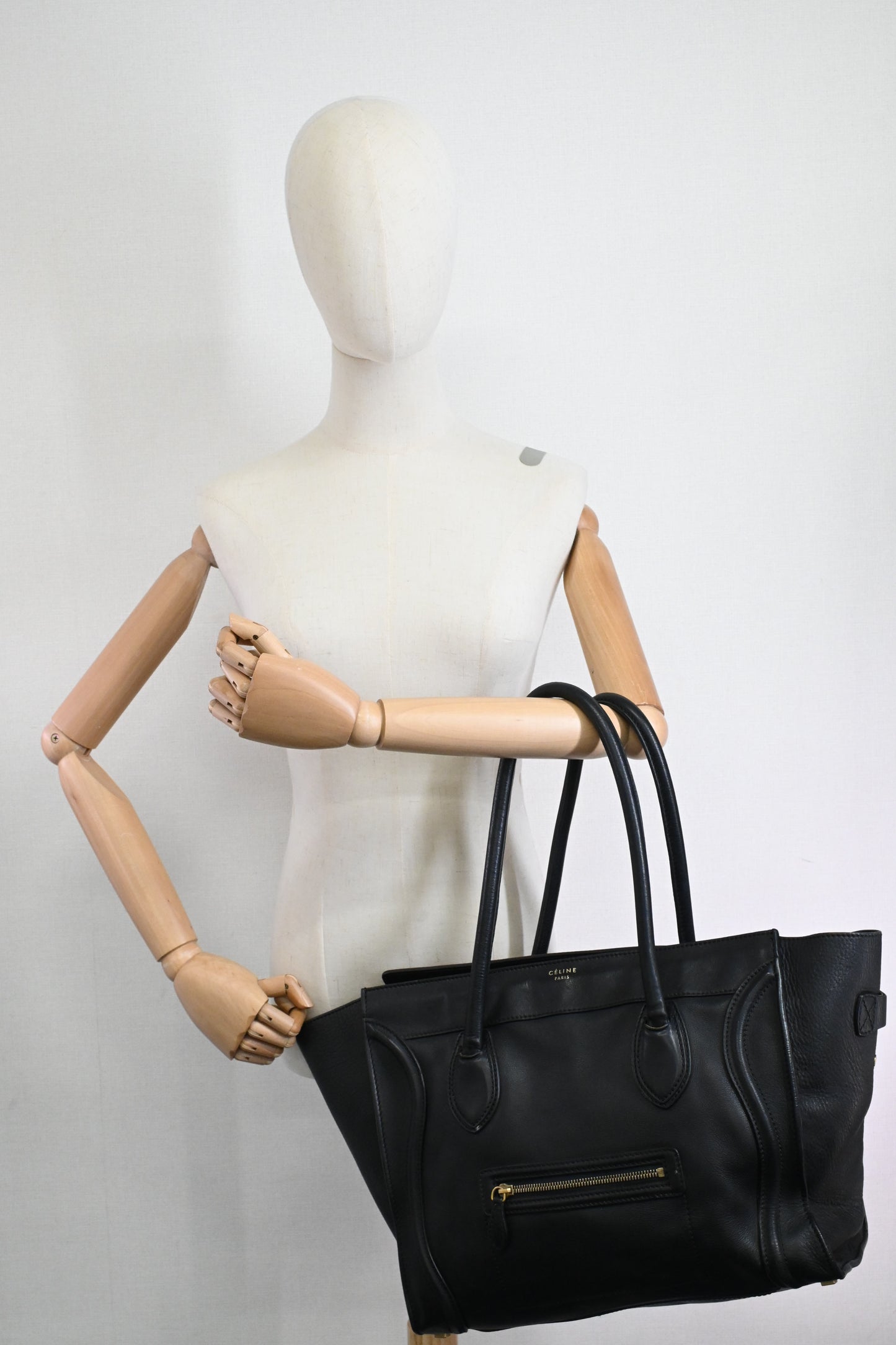 Celine Medium Luggage in Black Leather