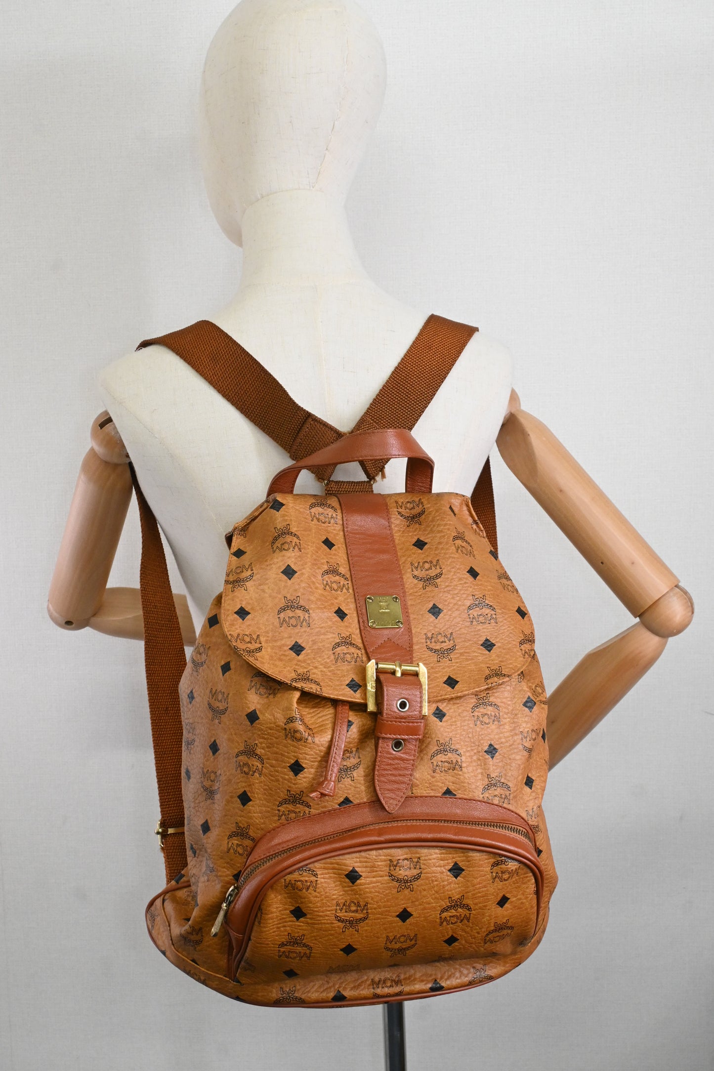 MCM Backpack in Cognac Visetos Canvas