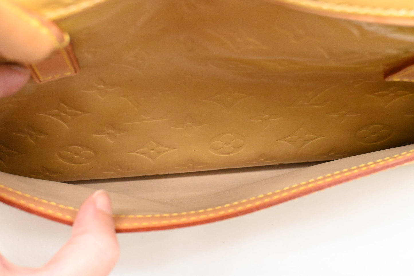 Louis Vuitton Thompkins Square in Yellow Vernis Leather
