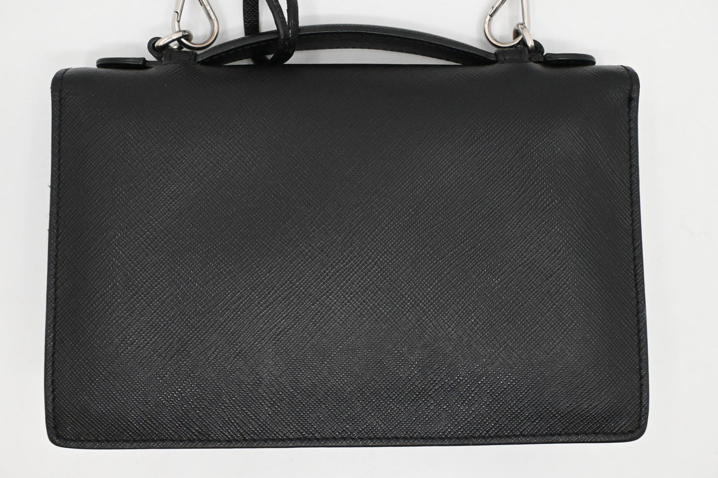 Prada Mini Sound Crossbody in Black Saffiano Leather