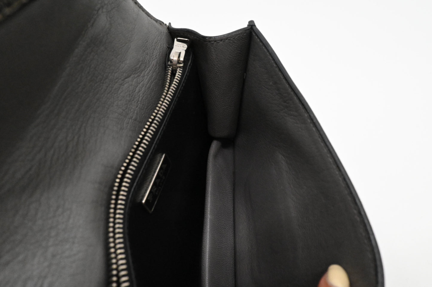 Prada Mini Sound Crossbody in Black Saffiano Leather