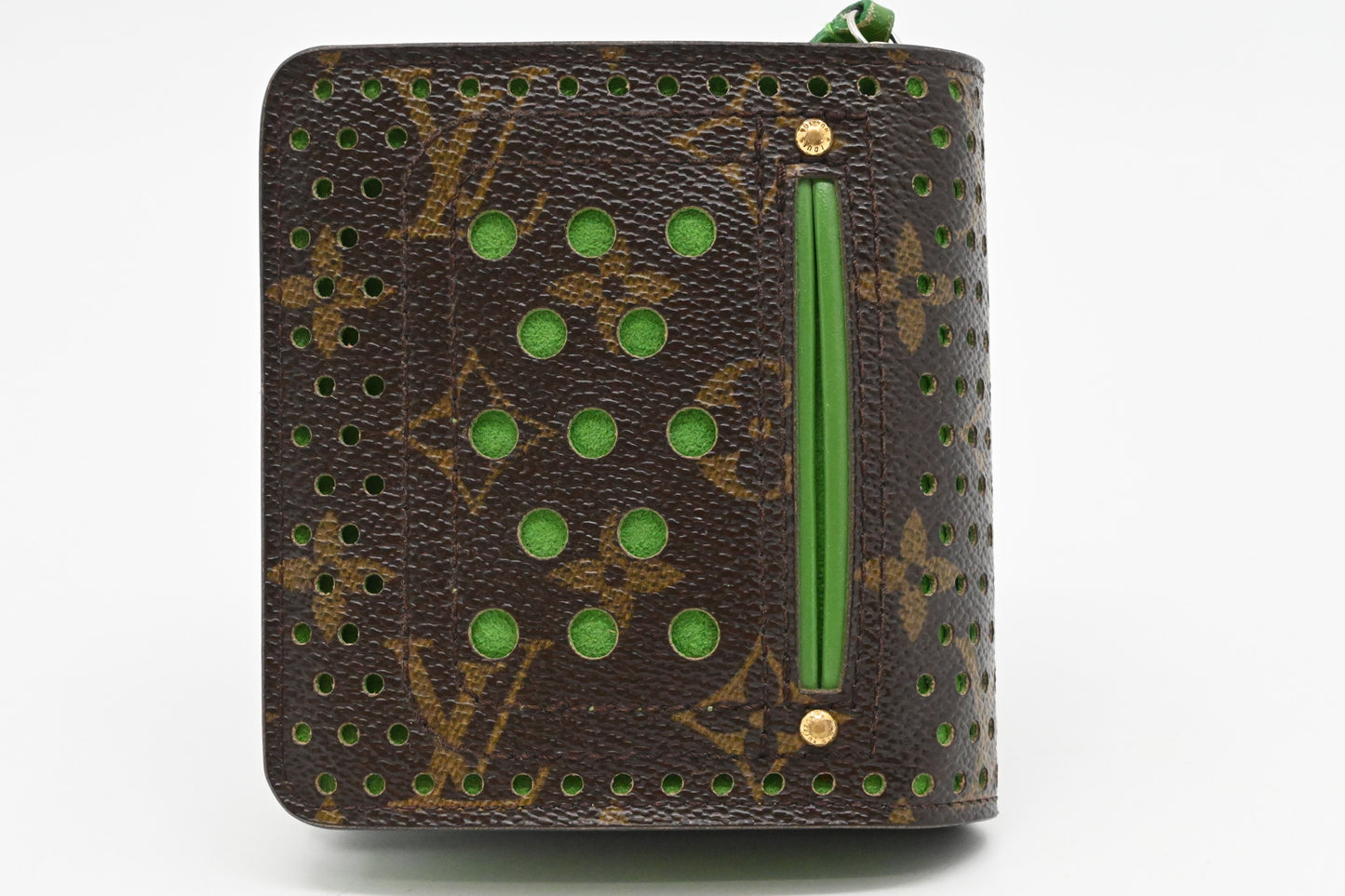Louis Vuitton Zippy Compact Wallet in Green Perforated Monogram Canvas