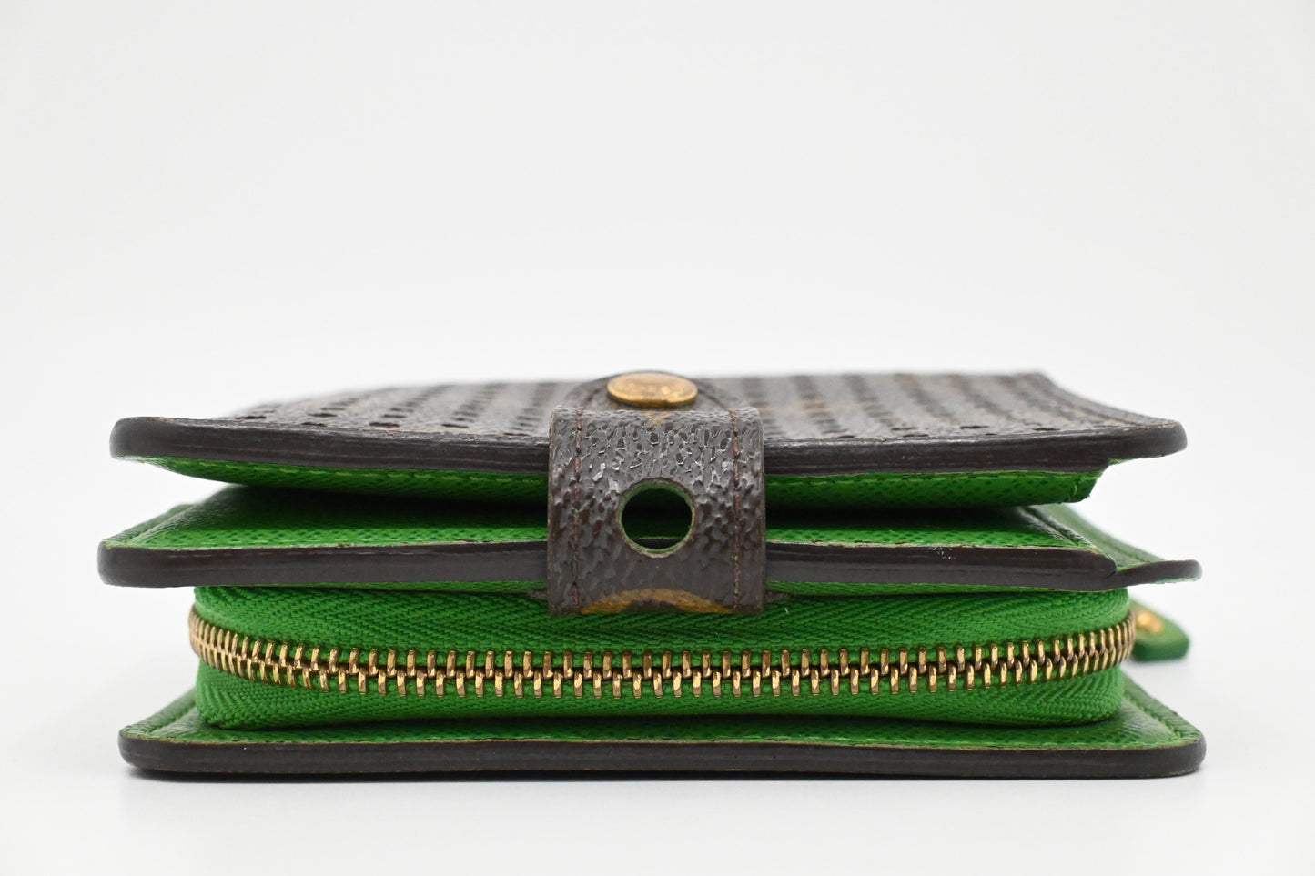 Louis Vuitton Zippy Compact Wallet in Green Perforated Monogram Canvas