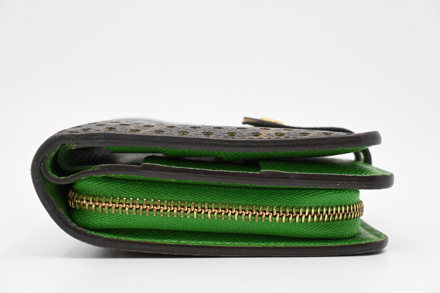 Louis Vuitton Zippy Compact Wallet in Green Perforated Monogram Canvas